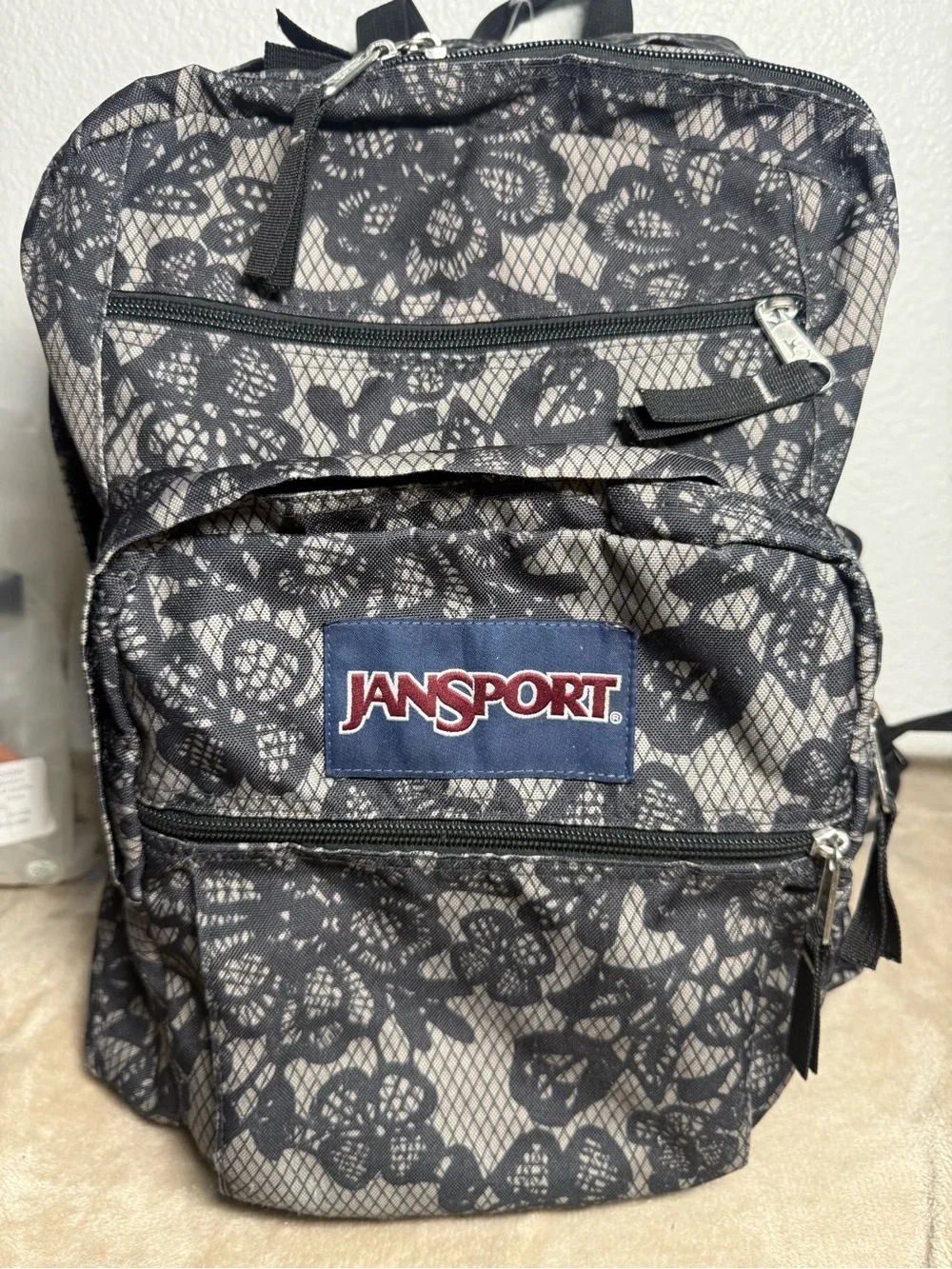 Jansport Black & Gray Lace-Pattern Backpack